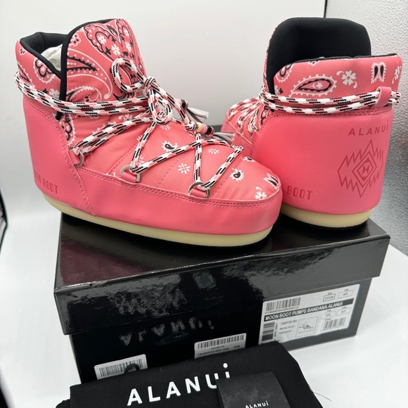 NWT Alanui x Moon Boot Pink Bandana Full Moon Low Pink Pumps Boots moonboots - Picture 7 of 16